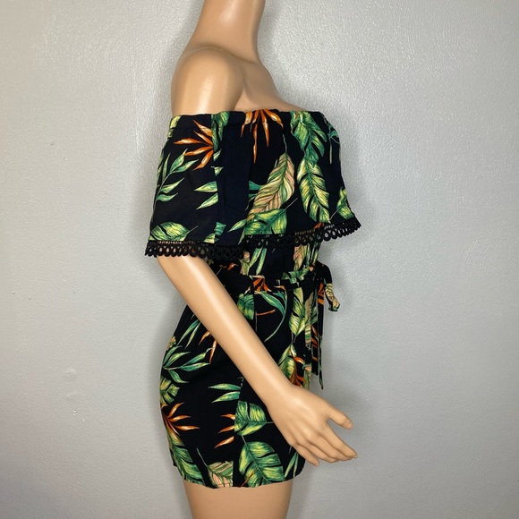 Gilli Green, Black & Orange Off Shoulder Romper - Picture 2 of 8